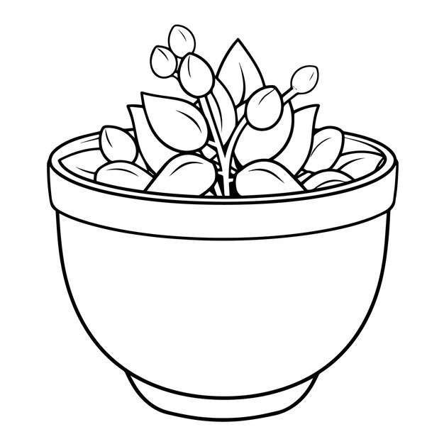 Vector contorno vectorial minimalista de un icono de olla de plantas para uso versátil