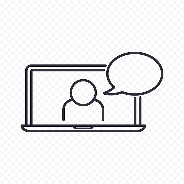 Contorno vectorial silueta del concepto de comunicación en línea del mentor