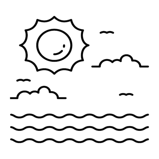 Contorno vectorial soleado Ilustración de diseño Símbolo en fondo blanco Archivo EPS 10