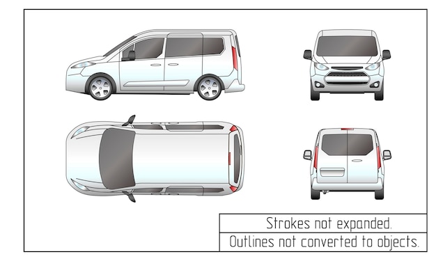 Los contornos del dibujo de la furgoneta del coche no se convierten en objetos