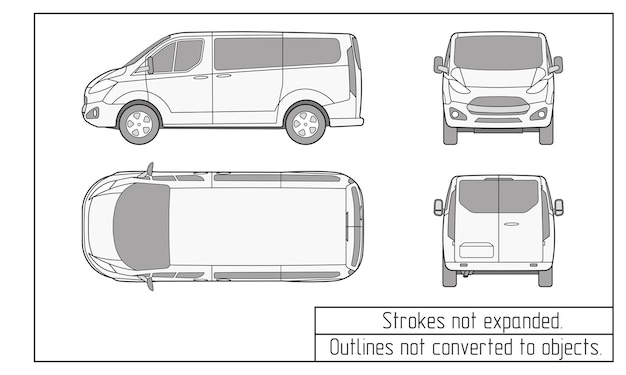Los contornos del dibujo de la furgoneta del coche no se convierten en objetos