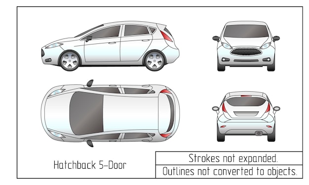 Los contornos de los dibujos de automóviles sedán y suv no se convierten en objetos