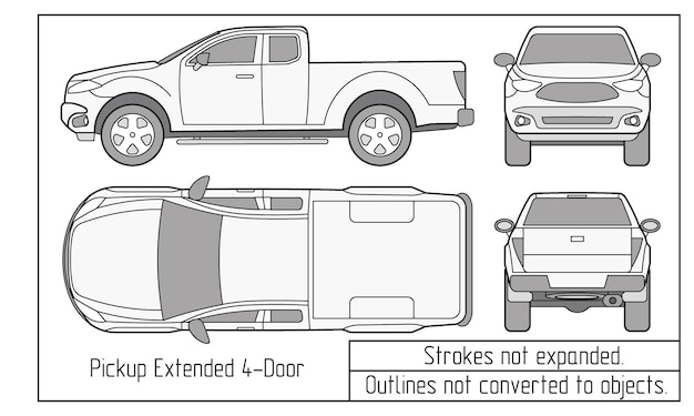 Los contornos de los dibujos de automóviles sedán y suv no se convierten en objetos