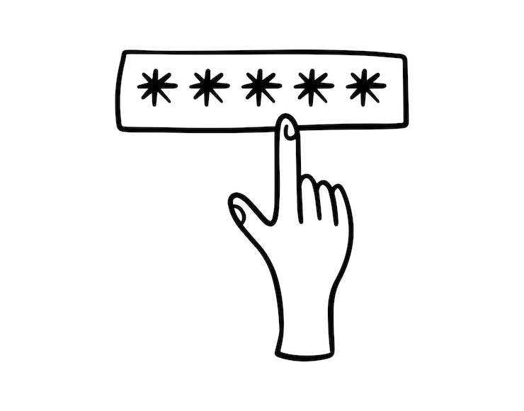 Vector contraseña con garabateo a mano aísla el signo dibujado a mano el contorno del garabateo seguridad autorización del usuario seguridad