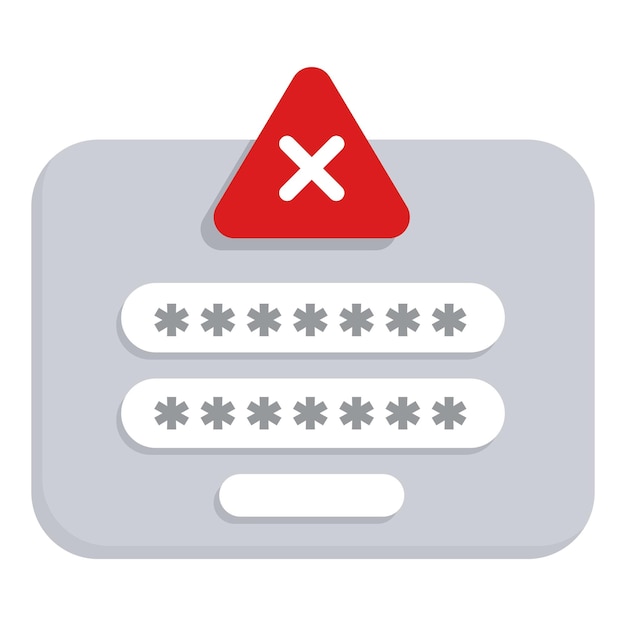 contraseña de inicio de sesión incorrecta icono vector de dibujos animados error denegado