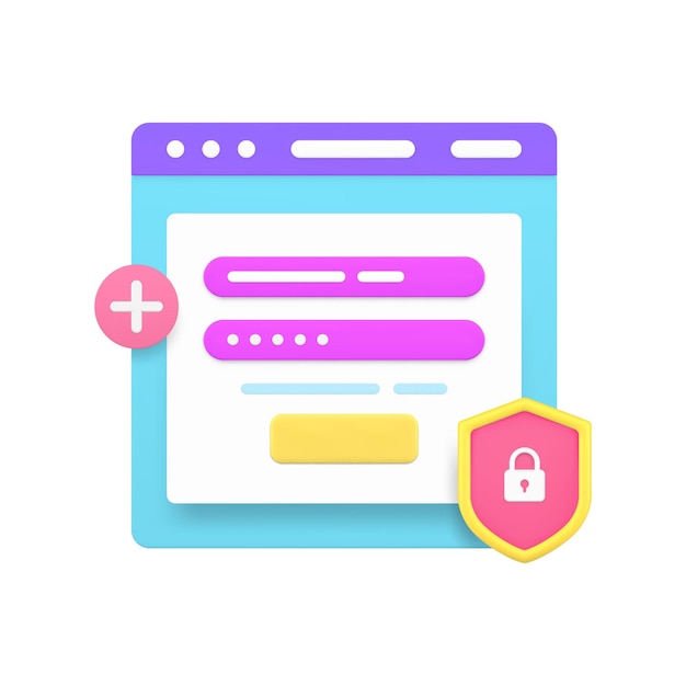 contraseña de inicio de sesión del navegador de Internet seguridad protección de datos personales d icono vector realista