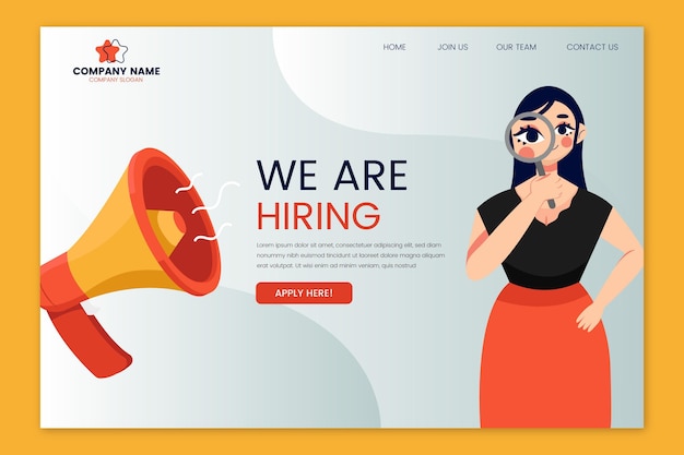 Contratación de landing page con mujer ilustrada