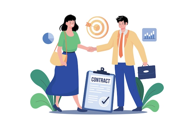 Contrato comercial de mujer y hombre