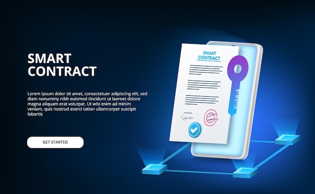 Vector contrato inteligente digital para seguridad de acuerdo de documento de firma electrónica, finanzas, legal corporativo.