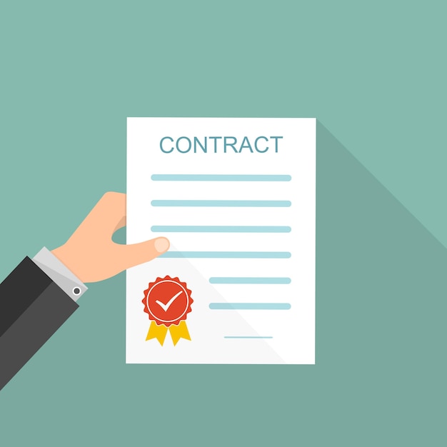 Contrato en la mano Ilustración vectorial
