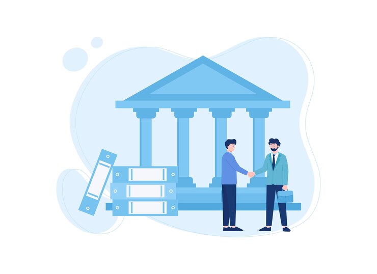 Vector el contrato de préstamo bancario fue una ilustración plana del concepto exitoso