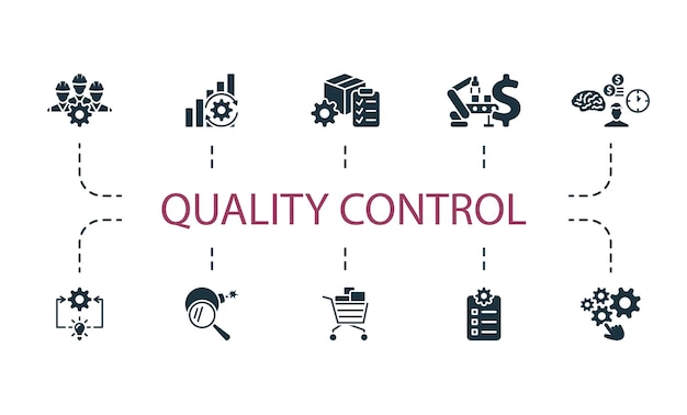 Control de calidad conjunto de iconos creativos elementos editables