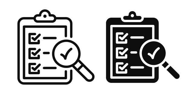 Control de calidad trazo editable y conjunto de iconos web sólidos Ilustración vectorial