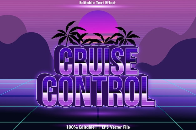 Control de crucero efecto de texto editable estilo retro de los 80