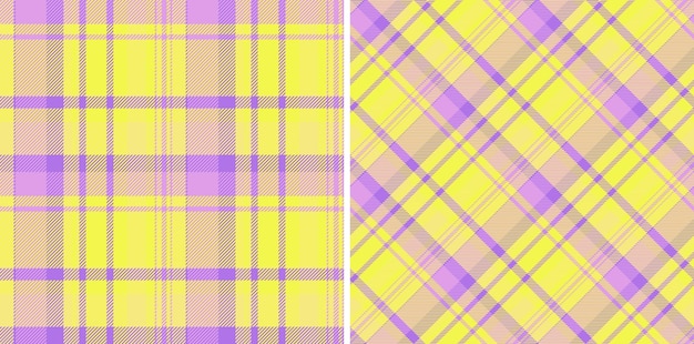Control de cuadros textiles de fondo de vector tartan con un patrón de tela de textura sin costura Establecido en colores claros para opciones de envoltura elegante y regalos