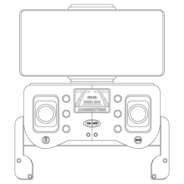 Control remoto de drones Libro de colorear Quadcopter con cámara Ilustración vectorial de color aislada