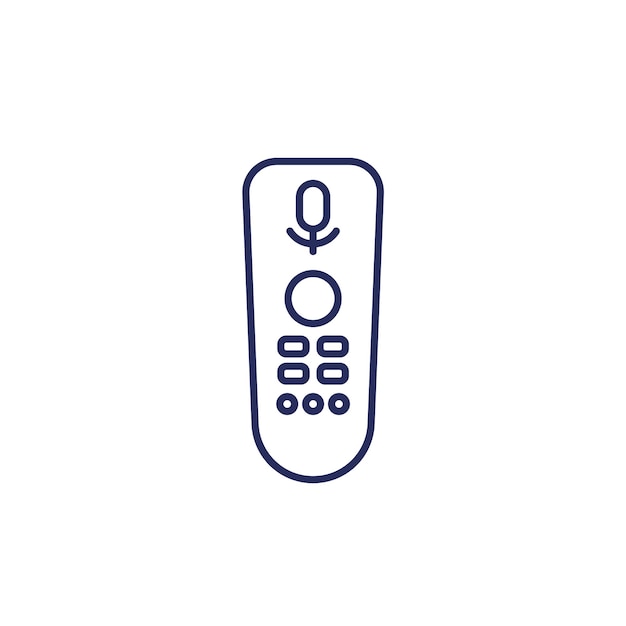 Control remoto de tv con icono de línea de reconocimiento de voz