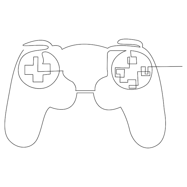 Controlador de juego dibujo de arte vectorial de contorno de línea única continua y diseño simple de una línea
