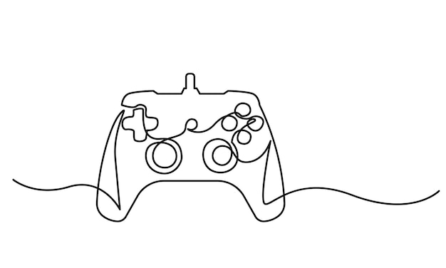 Controlador de juego dibujo de línea continua de un joystick Concepto de controlador de videojuego juego para PC