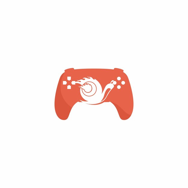 Un controlador de juego naranja con un caracol en la parte inferior.