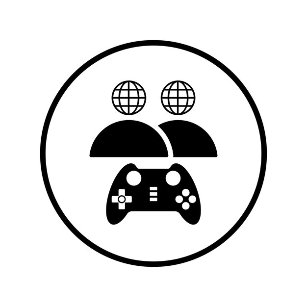 Controlador de juegos en línea jugadores icono gráficos vectoriales negros