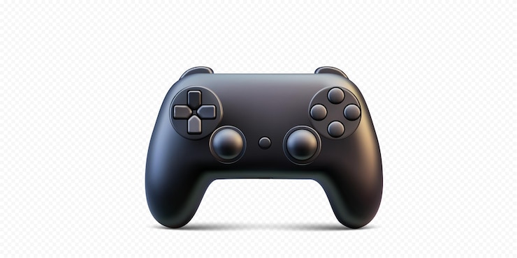 Vector controlador de juegos moderno aislado sobre un fondo blanco con un diseño ergonómico y múltiples botones para un juego mejorado