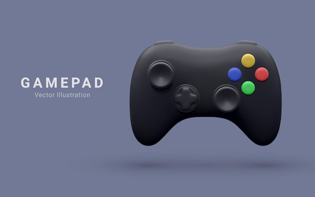 Controlador de juegos en vector Ilustración de vector de joystick negro Gamepad para consola de juegos 3D render