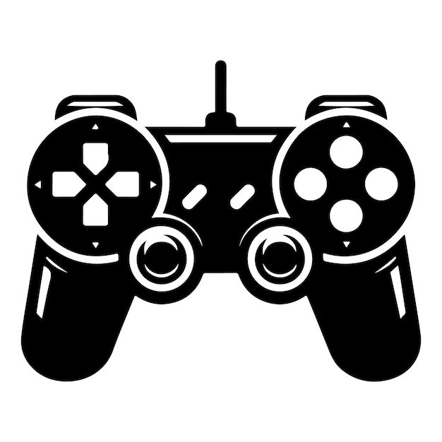 un controlador de PlayStation negro con un fondo blanco y las palabras videojuego en él
