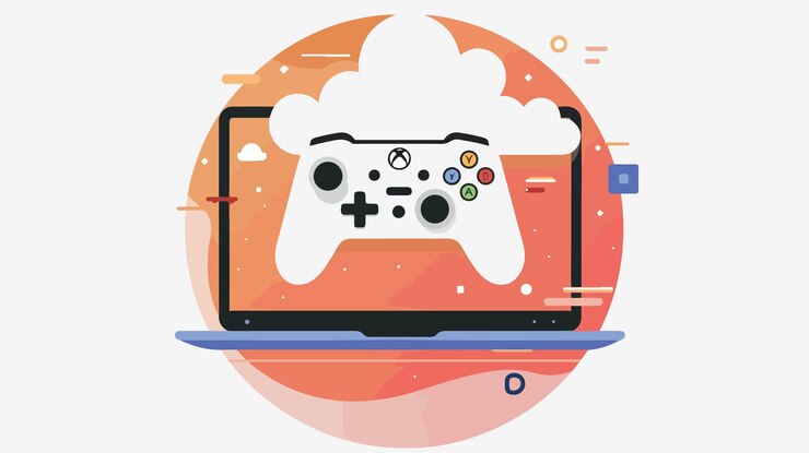 Vector controlador profesional de juegos en la nube con icono plano para aplicaciones y web