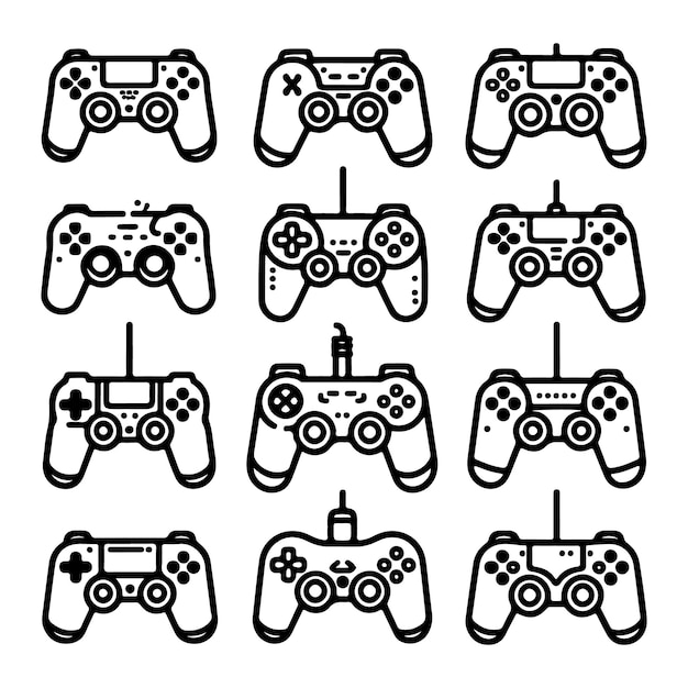 un controlador de videojuego en blanco y negro con un fondo blanco