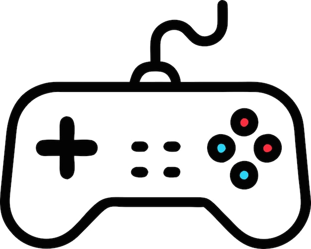 un controlador de videojuego con un botón azul y rojo