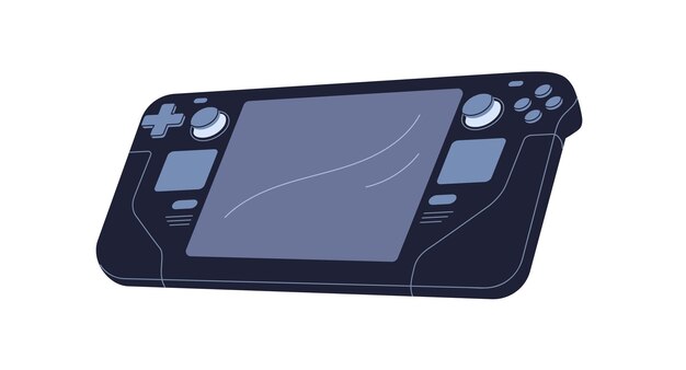 Controlador de videojuegos de consola Gadget de videojuego para jugadores dispositivo con pantalla y botones Joypad moderno accesorio gamepad Ilustración gráfica vectorial plana aislada sobre fondo blanco