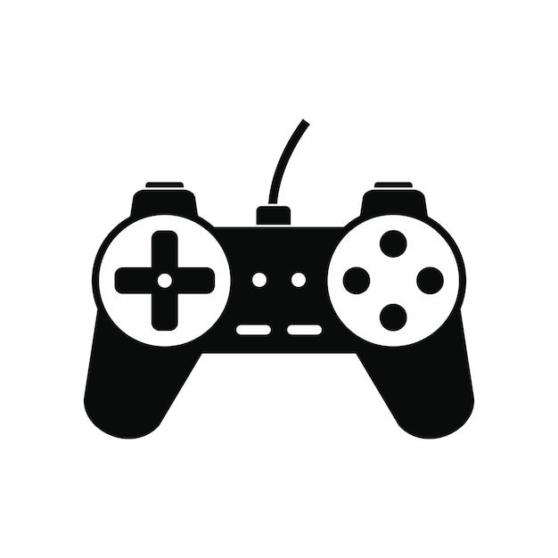 Controlador de videojuegos icono simple negro aislado sobre fondo blanco