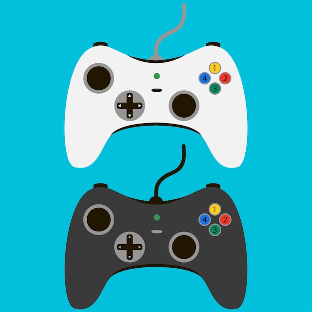 Controlador de videojuegos. Juego de gamepads. Joypad, joystick. Ilustración vectorial.