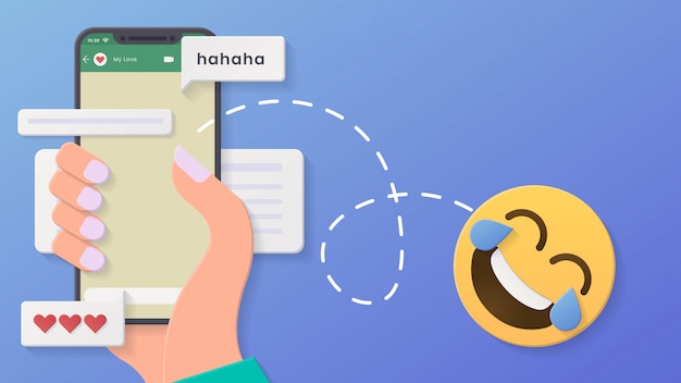 Conversación en 3D chat fondo mínimo cara lágrimas de alegría con diseño y estilo de corte de papel