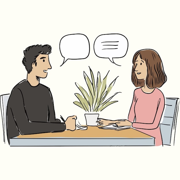 Conversación para entrevistas de negocios Arte totalmente vectorial