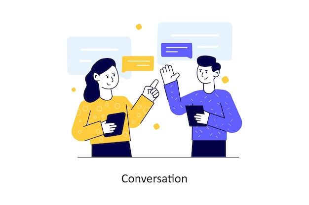 Conversación Estilo plano Diseño Ilustración vectorial Ilustración de stock