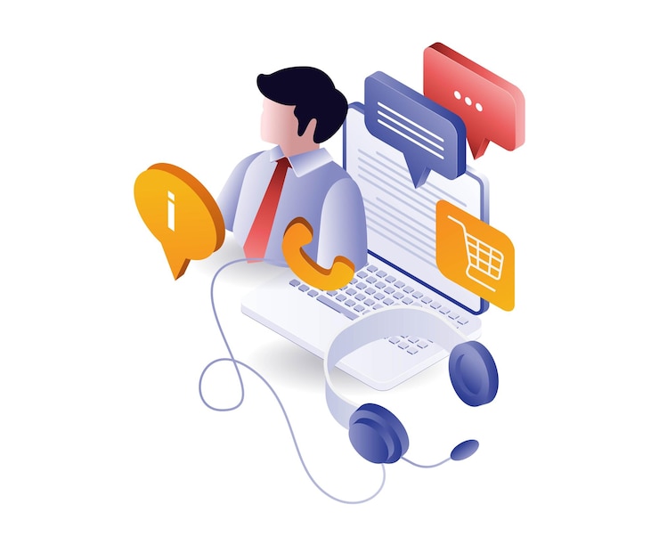 Vector conversación en línea del servicio al cliente de ventas