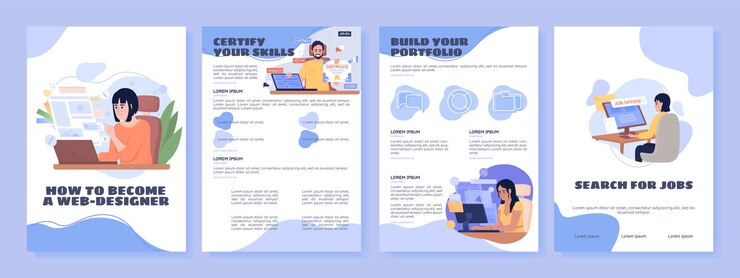 Conviértase en plantilla de folleto de vector plano de diseñador web