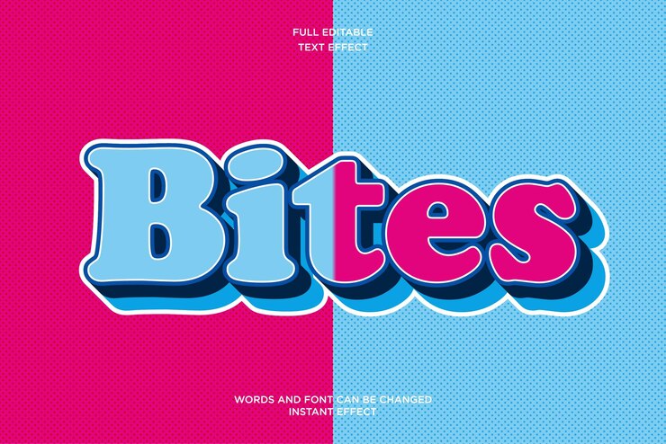 Vector cookie bites duo tone efecto de texto editable