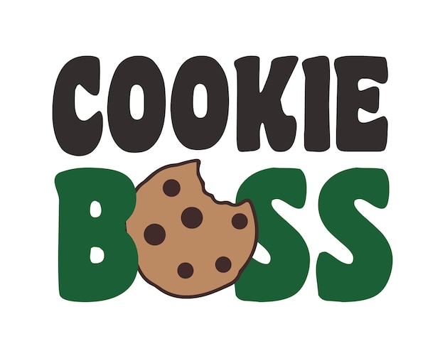 Cookie Boss Girl scout cookies cita tipografía retro sublimación SVG sobre fondo blanco