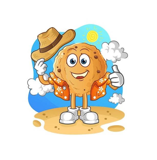 Cookie se va de vacaciones. vector de mascota de dibujos animados