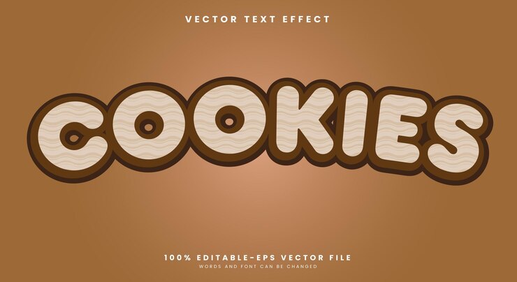 Vector cookies 3d efecto de texto editable plantilla adecuada para productos alimenticios de panadería
