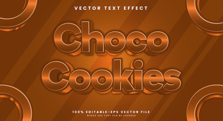 Vector cookies de choco efecto de texto editable plantilla adecuada para el menú de comida de choco
