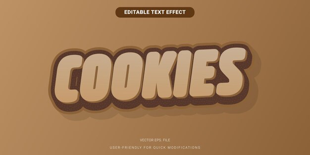 Cookies editables marrón Gradiente Efecto de texto suave Aspecto moderno Vector totalmente escalable