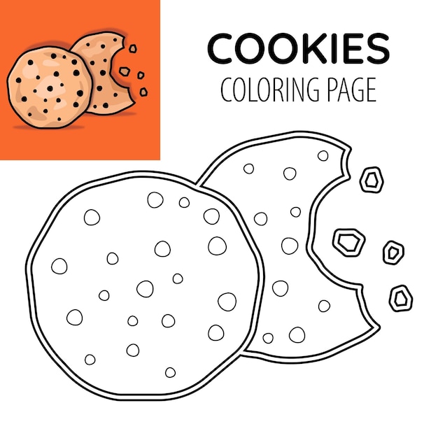 Cookies página de colorear diseño de ilustración vectorial adecuado para enseñar a colorear a los niños