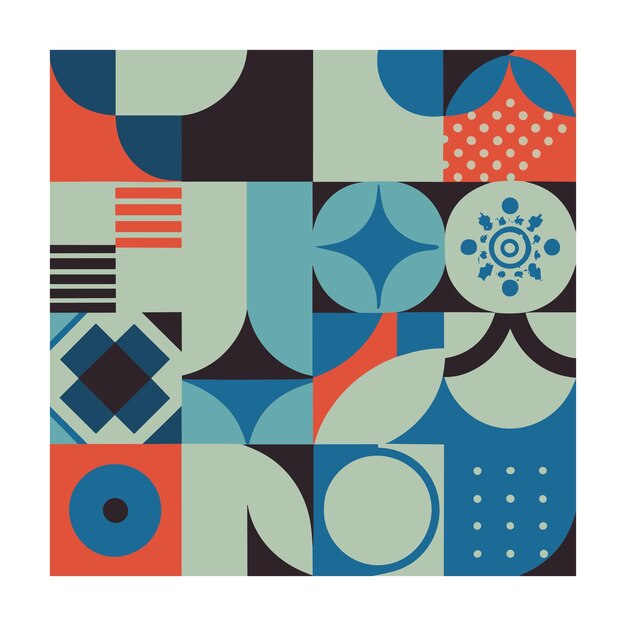 Cool Abstract Geometric Background Diseño suizo Medio tono Vector Bitmap Formas Obra de arte de la Bauhaus