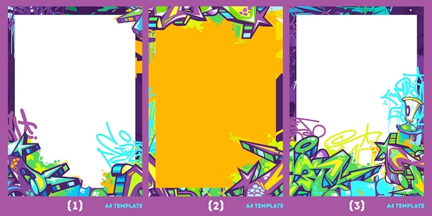 Cool Abstract Urban Graffiti Style A4 Poster Vector Ilustración Plantilla de fondo