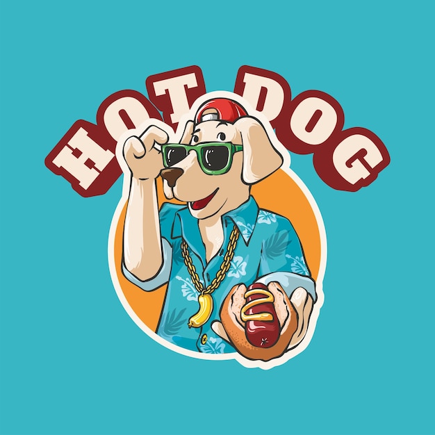 Vector cool dog con hot dog en verano