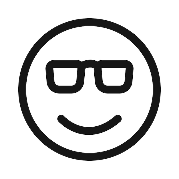 Cool Emoji Icon Vector de arte de líneas negras